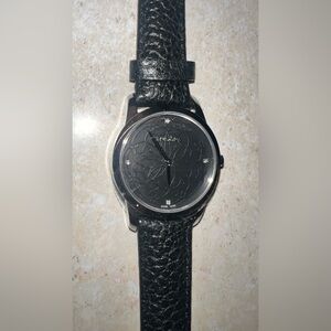 Fleur Watch - Black Leather Strap Stainless Steel Fleur Watch 811036BK